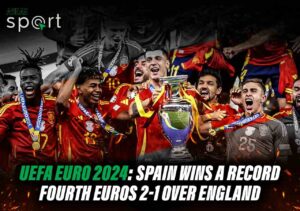 Spain national football team celebrates with the trophy after winning the UEFA Euro 2024 final, securing a record fourth title with a 2-1 victory over England.